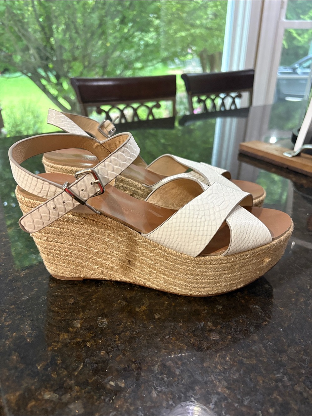 Chinese Laundry White Espadrille Platform Wedge Sandals